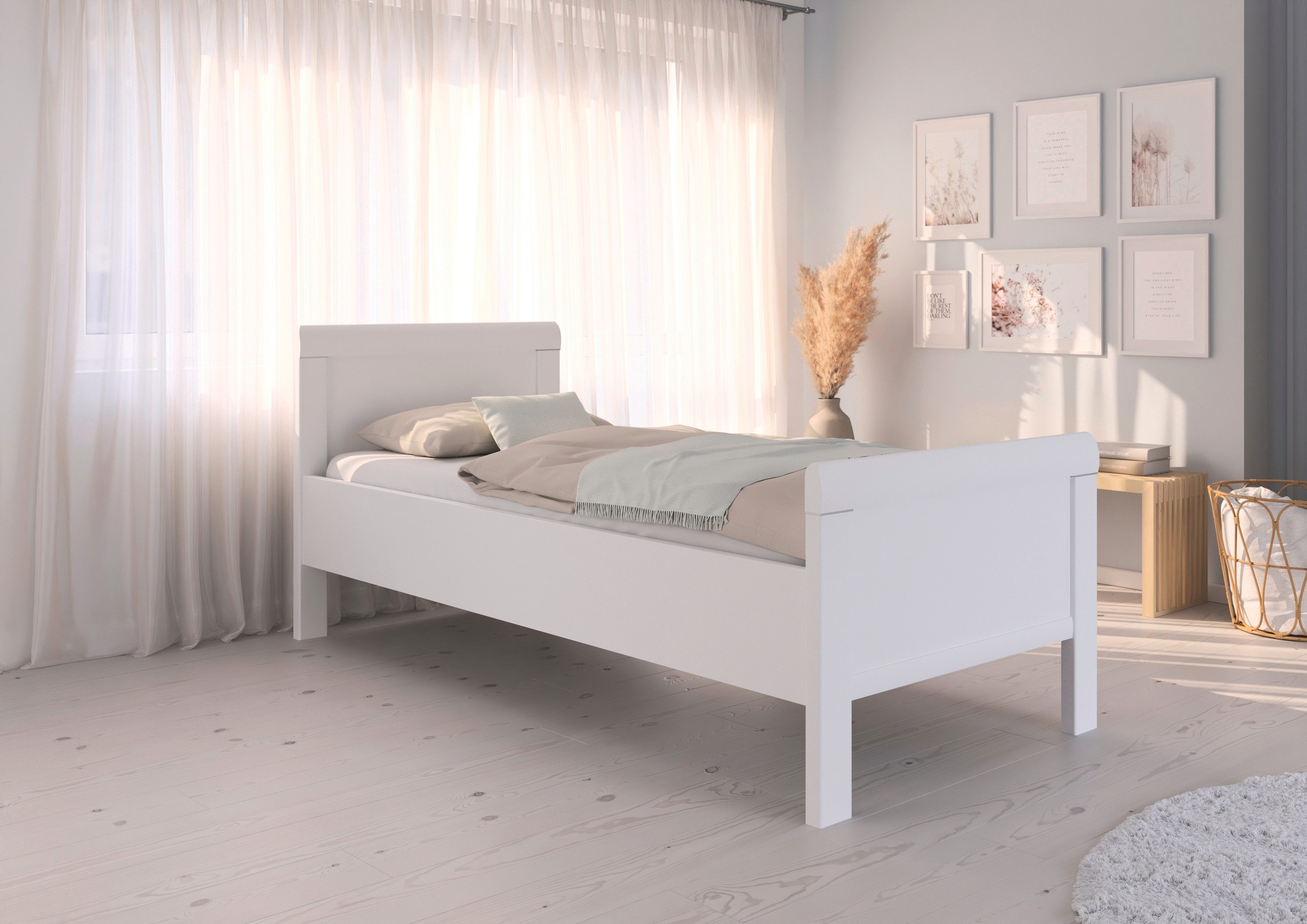 rauch Bett Bett Einzelbett Stollenbett EVELYN, in Komforthöhe aus Holzwerkstoff in elegantem Stil MADE IN GERMANY