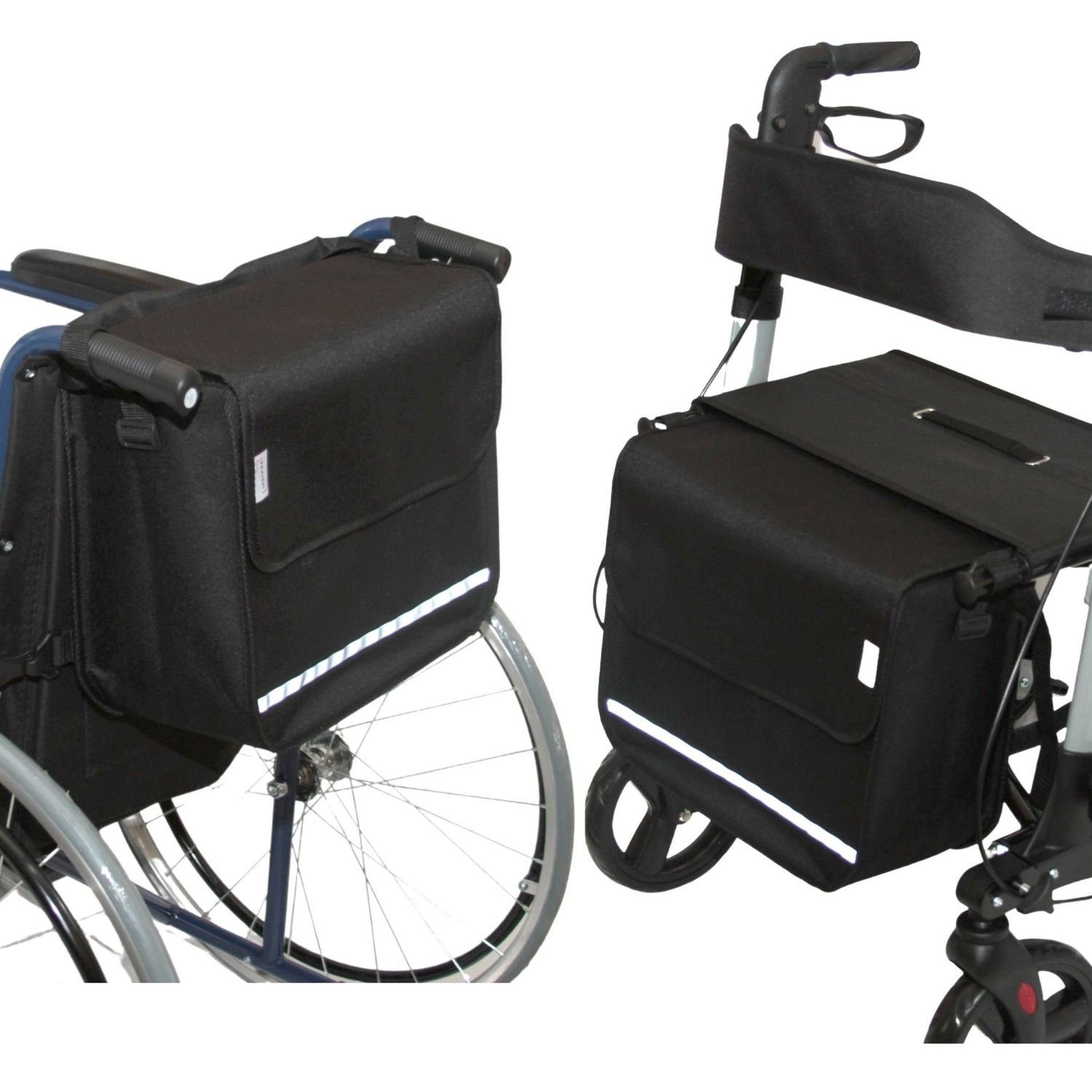 Seniori Aufbewahrungstasche SENIORI Rollator / Rollstuhl Tasche Rollatortasche Rollstuhltasche, 2F. Schwarz - Flex