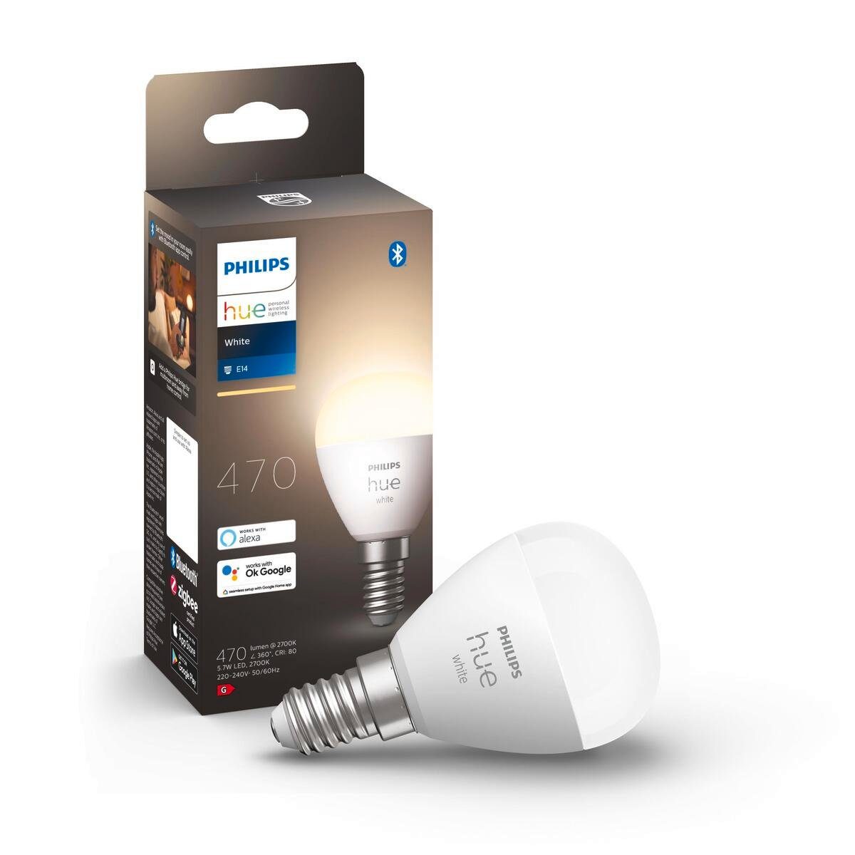 E14 Hue E14, LED-Leuchtmittel Warmweiß Einzelpack, Leuchtmittel LED Philips