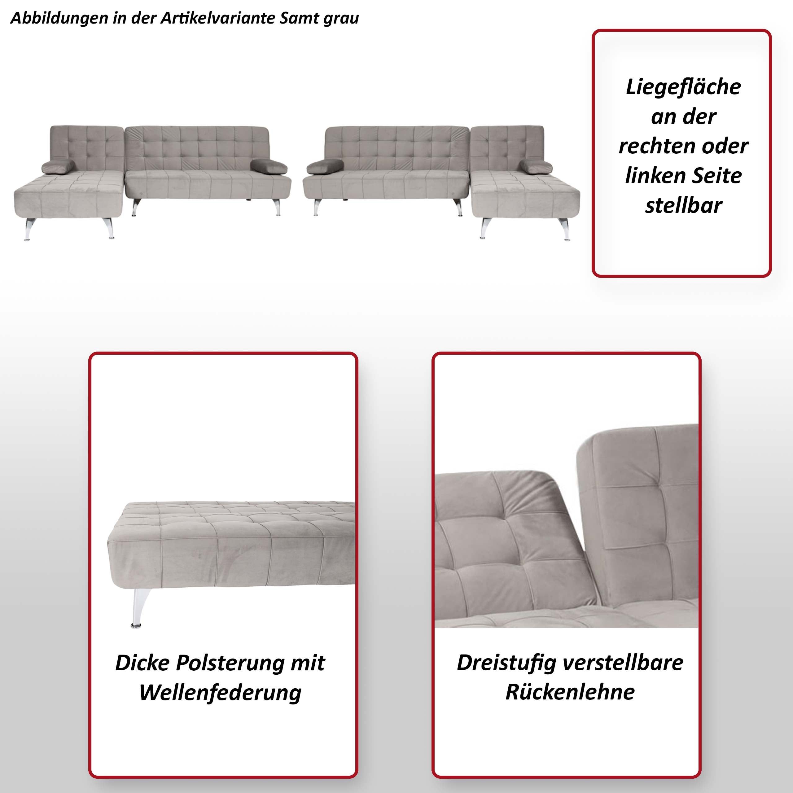 MCW Ecksofa MCW-K22, Liegefläche links/rechts