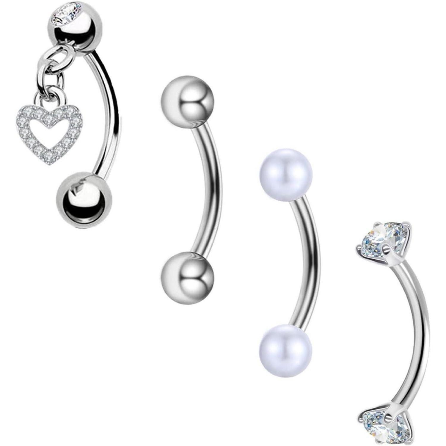 Besyvvin Augenbrauenpiercing Curved Barbell Piercing Augenbraue Lippe Helix Rook 8mm 1,2mm Stahl