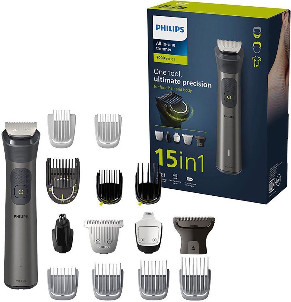 PHILIPS Multifunktionstrimmer Series 7000 MG7940/15 All-in-One Trimmer, 15-in-1 für Gesicht, Körper und Kopfhaare mehr