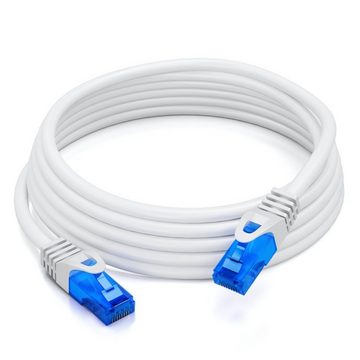 deleyCON deleyCON 1m CAT6 Patchkabel Netzwerkkabel Ethernet LAN DSL Kabel Weiß LAN-Kabel
