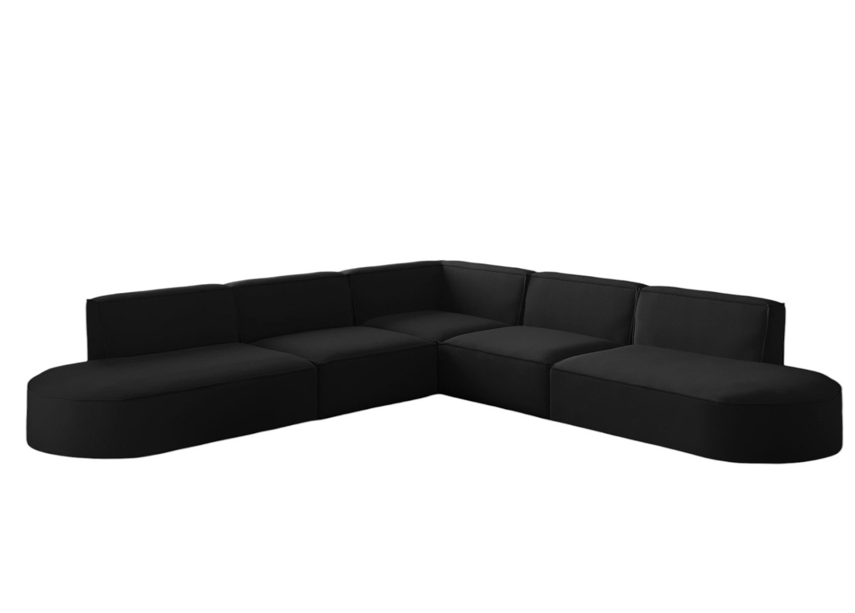 Fun Möbel Ecksofa Ecksofa Designersofa PALMA – Universal in Stoff Ascot und Opera Velvet, Seite ist universal: kann links oder rechts in Raum platziert werden, Rundumbezug