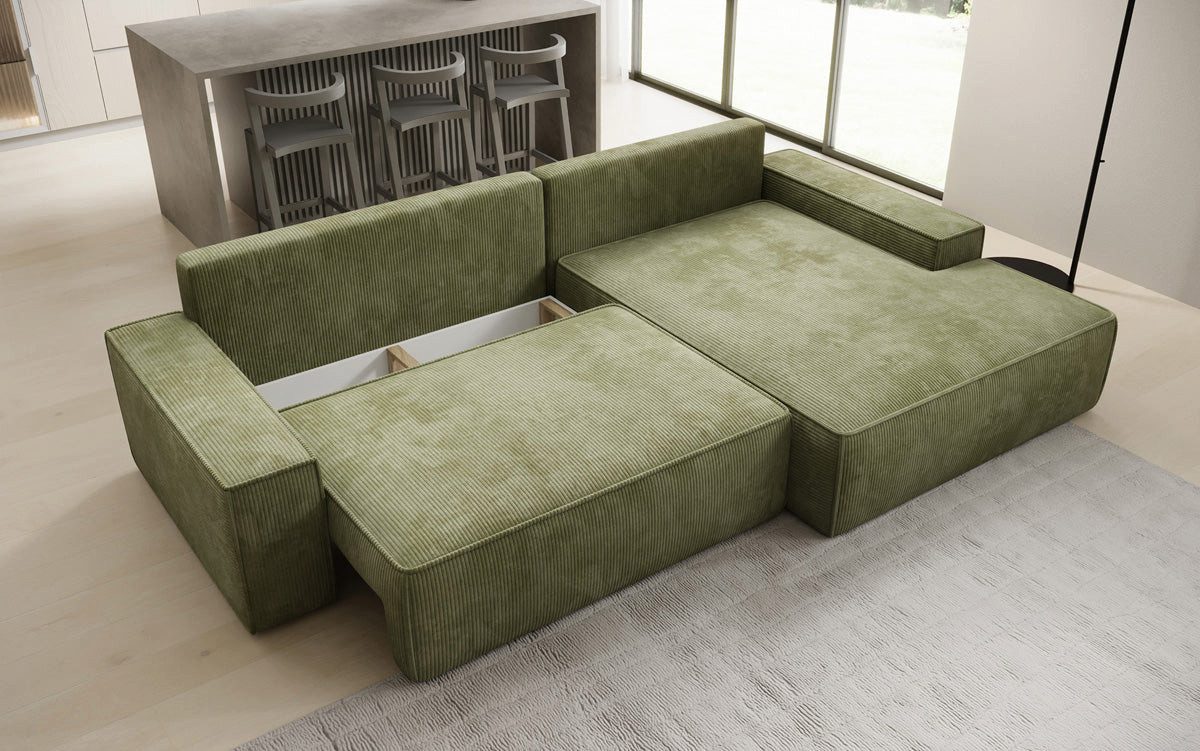 Luxusbetten24 Schlafsofa Designer Sofa Verona mit breiter Ottomane, mit Schlaffunktion und Stauraum – Bild 3 von 4