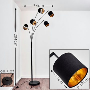 hofstein Stehlampe »Costa« moderne Stehleuchte aus Metall/Stoff in Schwarz/Gold, ohne Leuchtmittel, 3000 Kelvin, E14, Höhe 204cm, mit verstellbaren Textil-Schirmen und Fußschalter