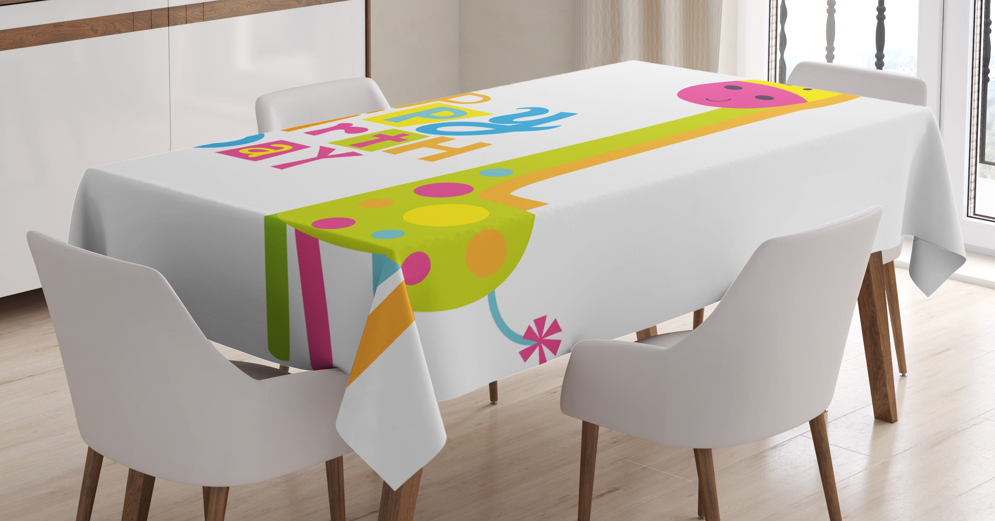 Abakuhaus Tischdecke Farbfest Waschbar Für den Außen Bereich geeignet Klare Farben, Geburtstag Geburtstags-Baby-Giraffe