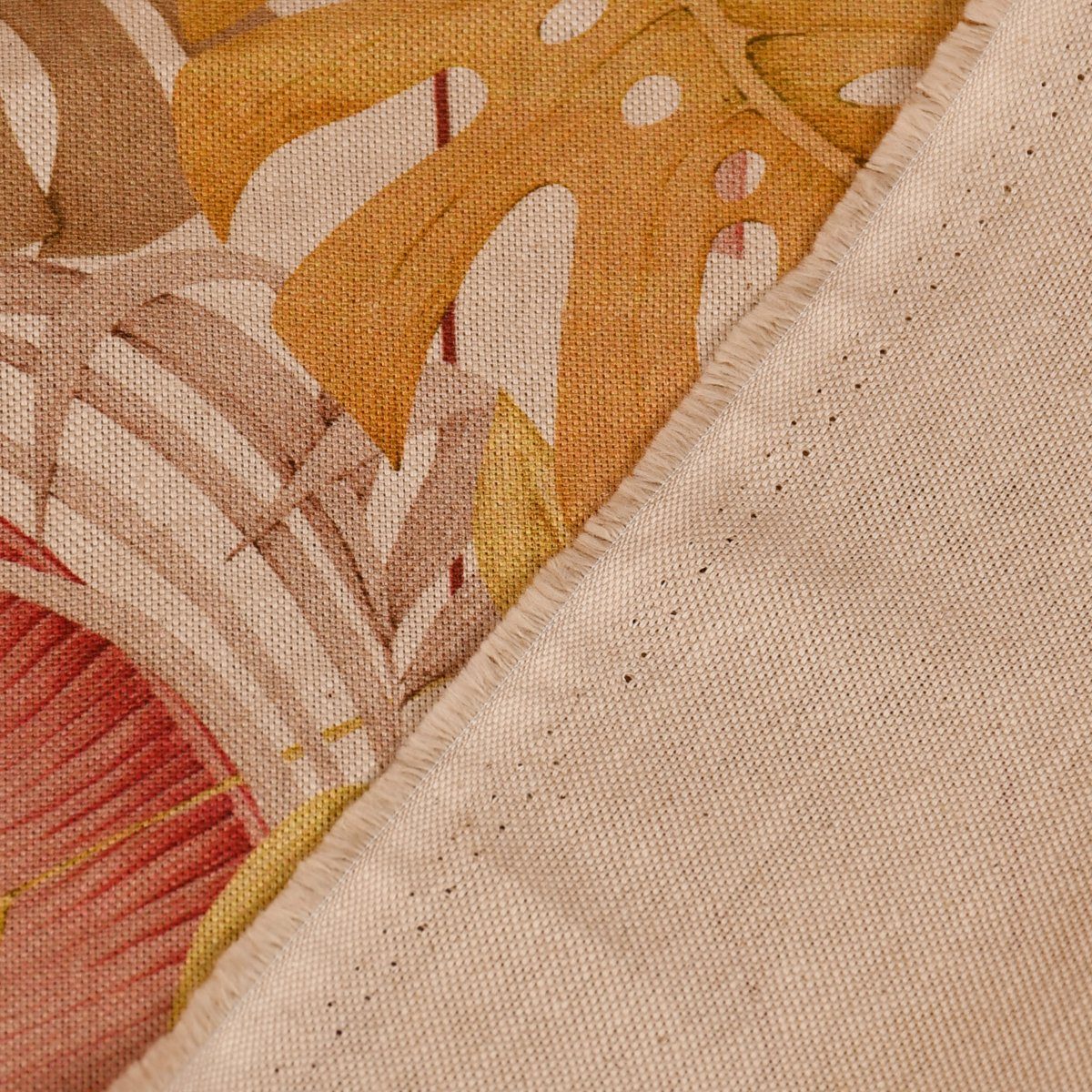 rosa, Palmenblätter SCHÖNER Tischdecke LEBEN. Kakadus Tischdecke SCHÖNER LEBEN. natur handmade gelb