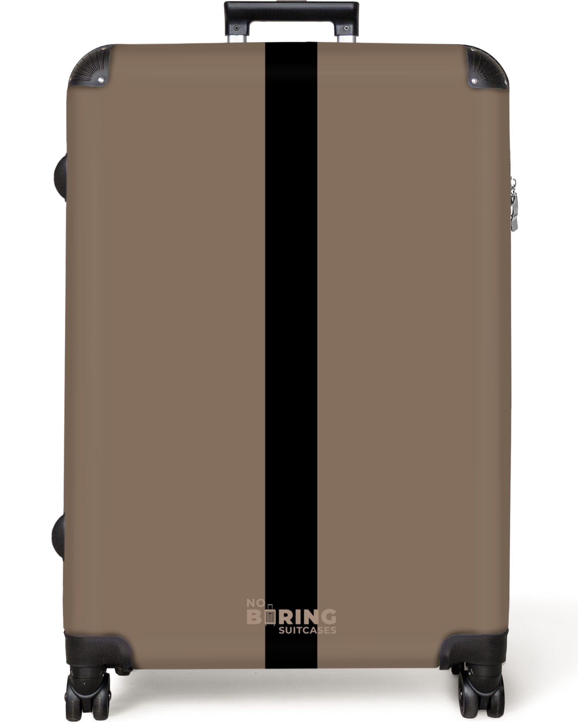 NoBoringSuitcases.com© Hartschalen-Trolley Hellbraun mit schwarzem Streifen günstig online kaufen