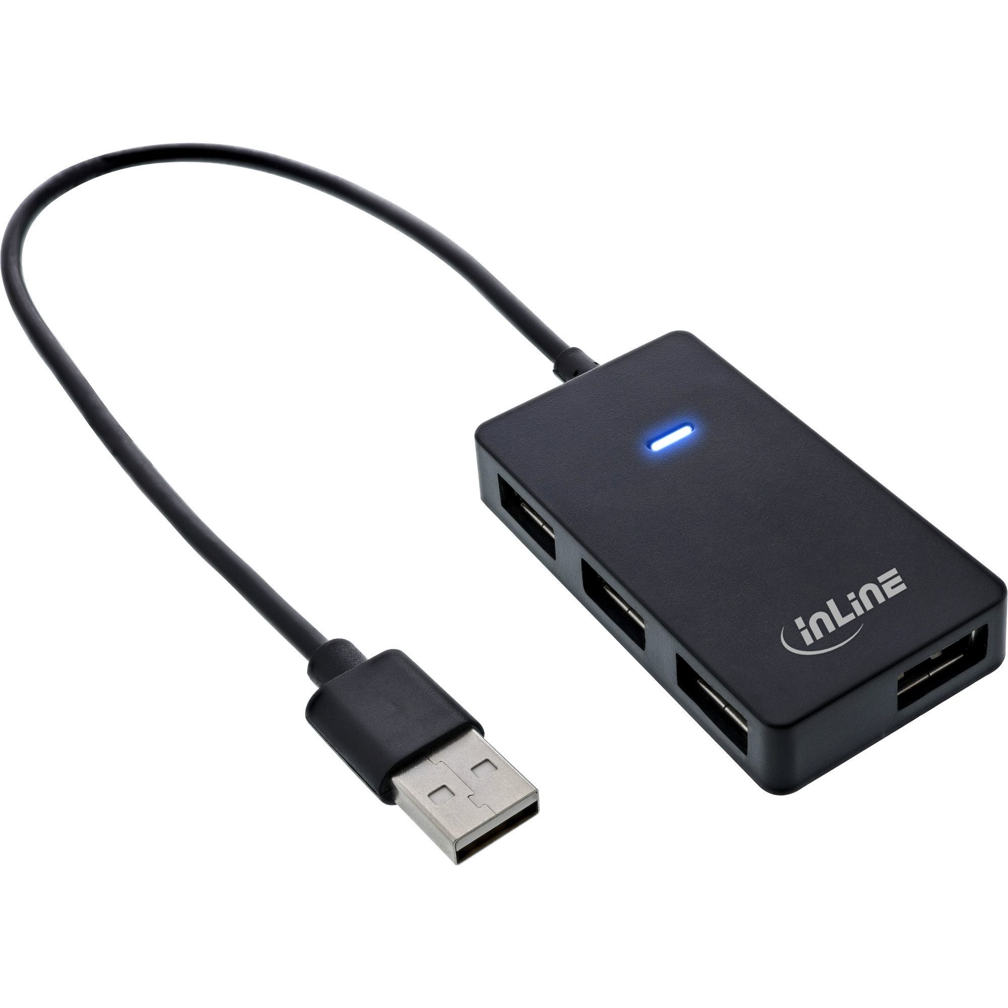 Mauspad InLine® 33293I InLine® USB 2.0 Hub, 4 Port, schwarz, Kabel 30cm