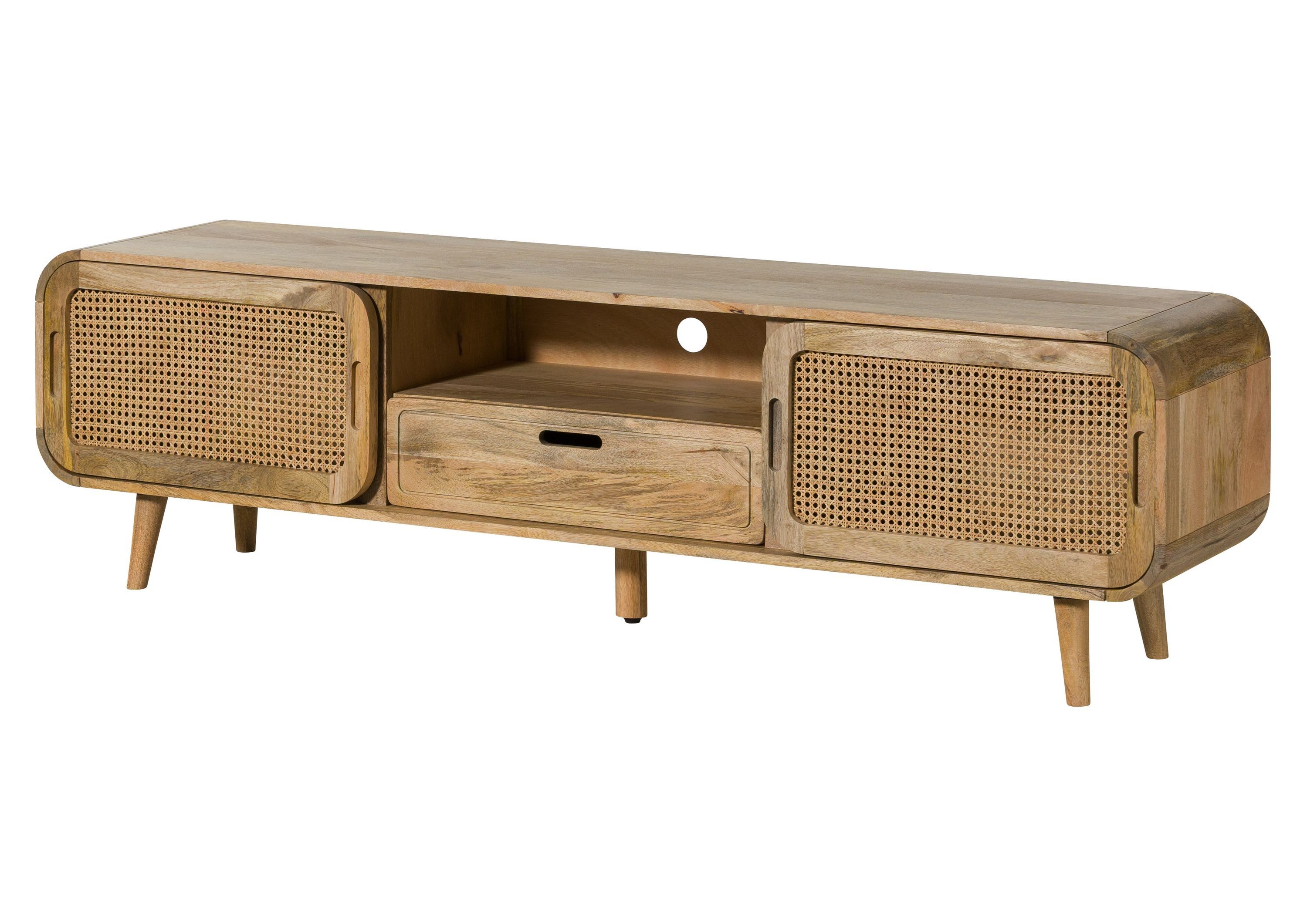 Massivmoebel24 TV-Board VALENCIA (Massivholz), Mango 180x40x50 natur lackiert VALENCIA #122