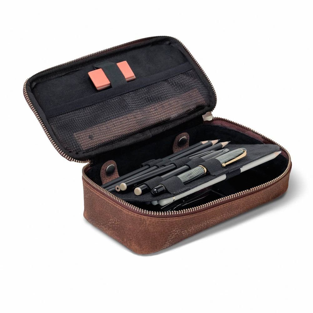 Jahn-Tasche Pencilbag Großes Doppel-Federmäppchen XL, Leder, günstig online kaufen
