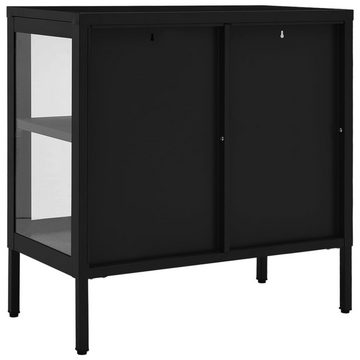 vidaXL Sideboard Sideboard Schwarz 70x35x70 cm Stahl und Glas (1 St)