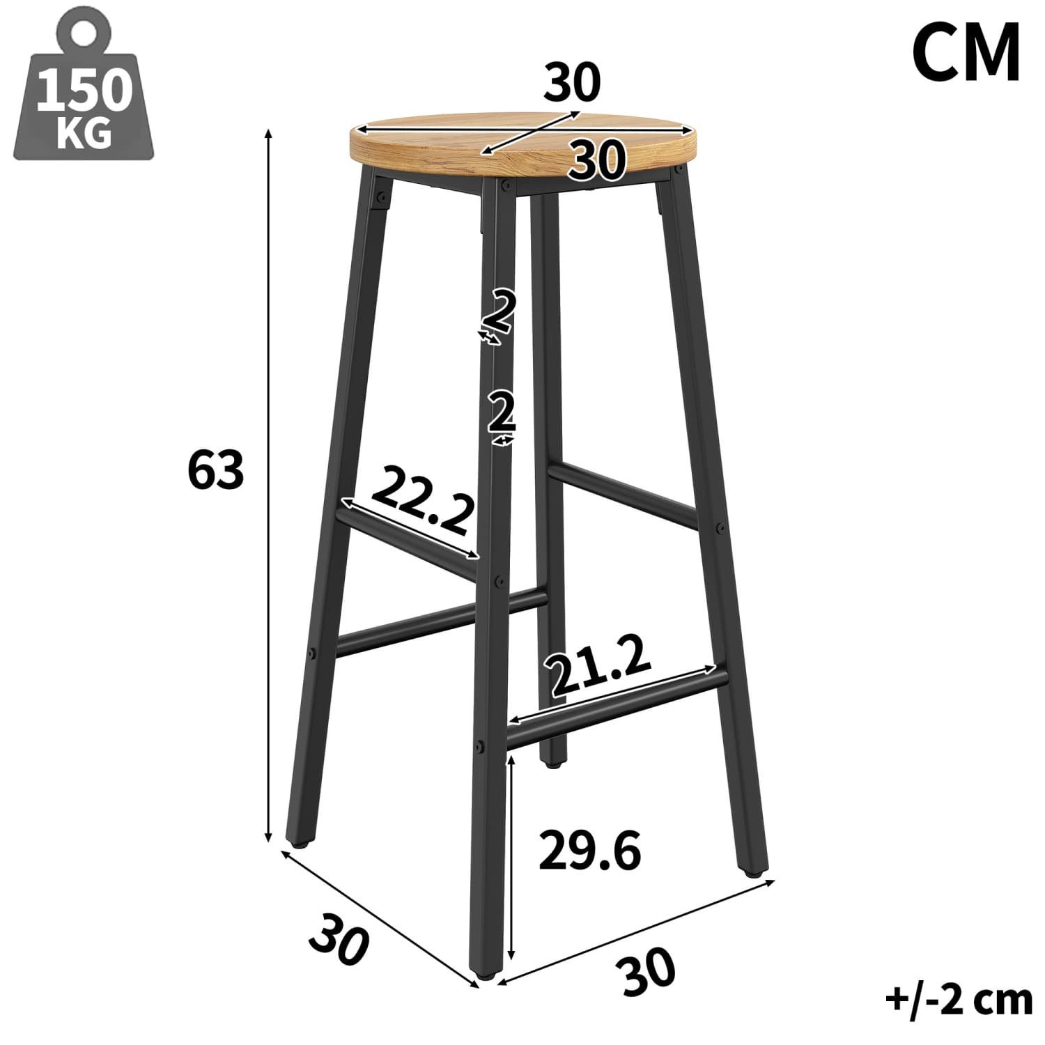 ANYSUN Barhocker 2er set Höhenverstellbar mit 2 Fußstütze,Verstellbare rutschfeste Füße (Set, 2 St., 2-Set), Barstuhl mit Metallrahmen,30×30×63cm,150kg Tragfähigkeit für Küchen