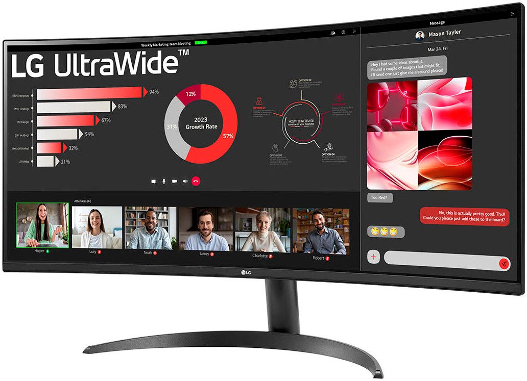 LG 34WR50QK Curved-LED-Monitor (86 cm/34 ", 3440 x 1440 px, UWQHD, 5 ms Reaktionszeit, 100 Hz, VA LED)