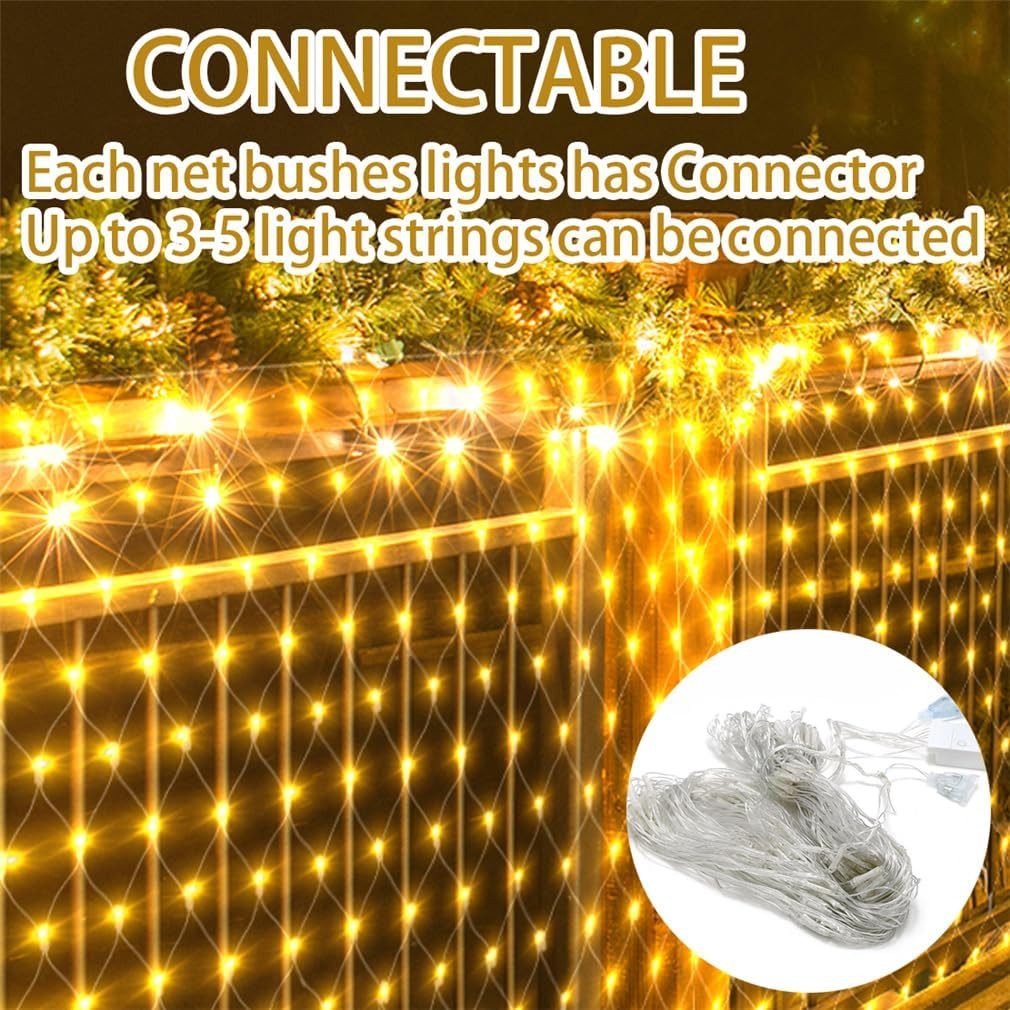 FELIXLEO LED-Lichternetz LED Fischernetz Licht 2x2m Blau Lichterkette Netz 8 Modi Garten – Bild 4 von 5