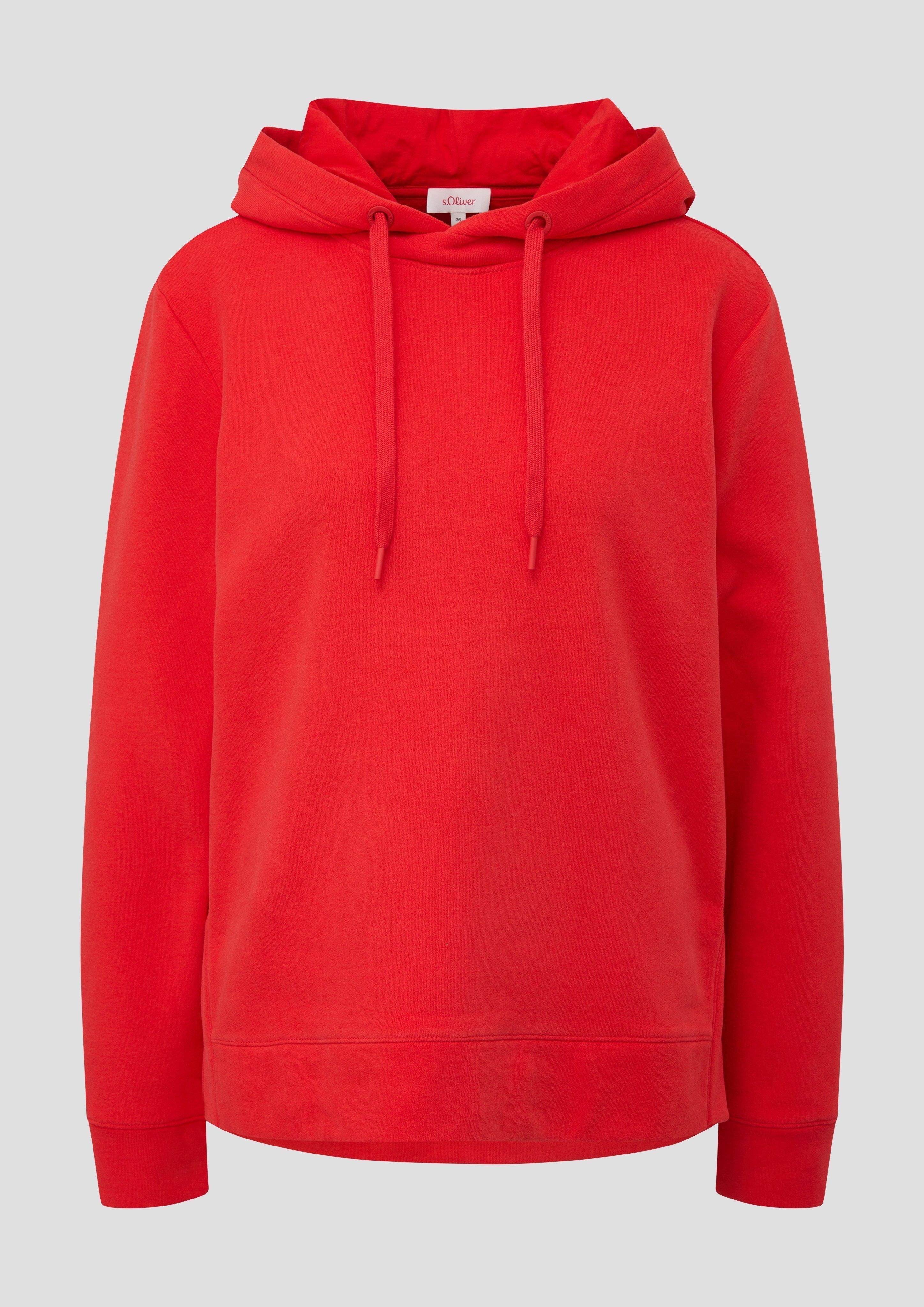 Sweatshirt Baumwollmix rot Kapuzen-Sweatshirt Durchzugkordel aus s.Oliver