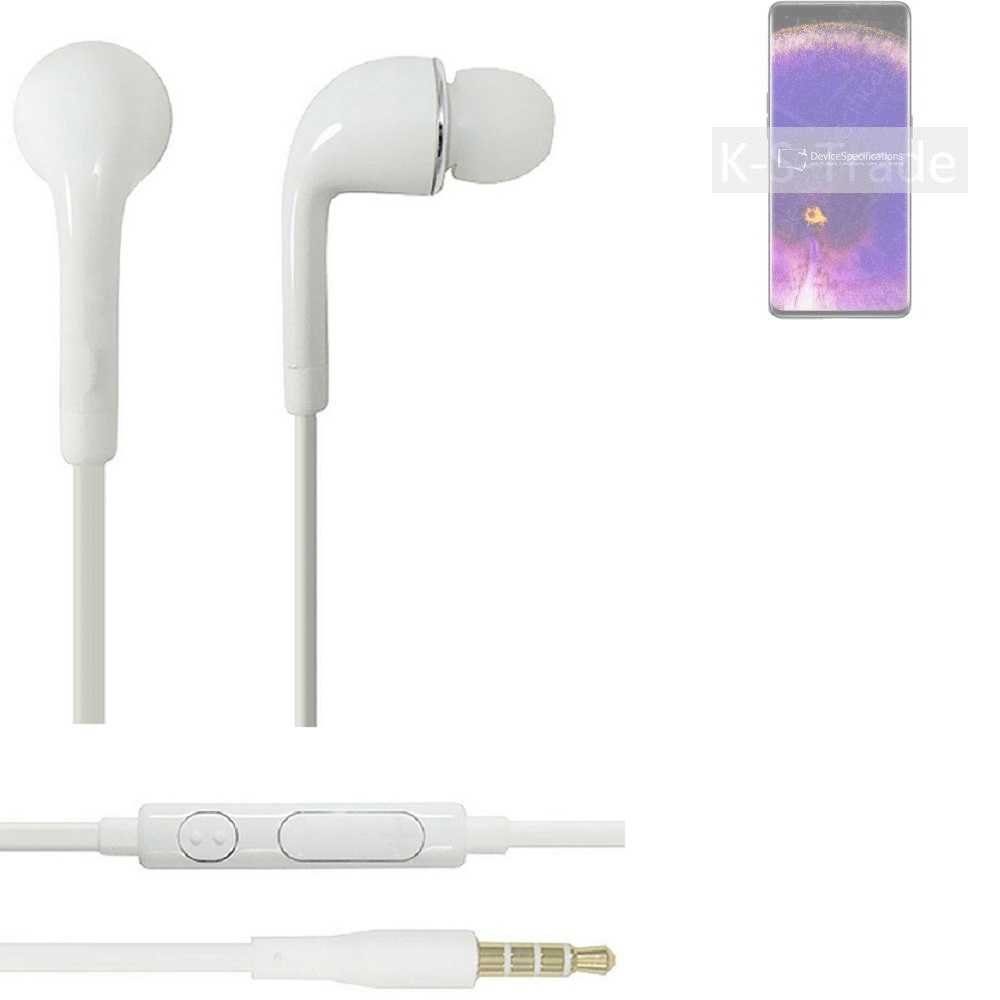 K-S-Trade für Oppo Find X5 In-Ear-Kopfhörer (Kopfhörer Headset mit Mikrofon u Lautstärkeregler weiß 3,5mm)
