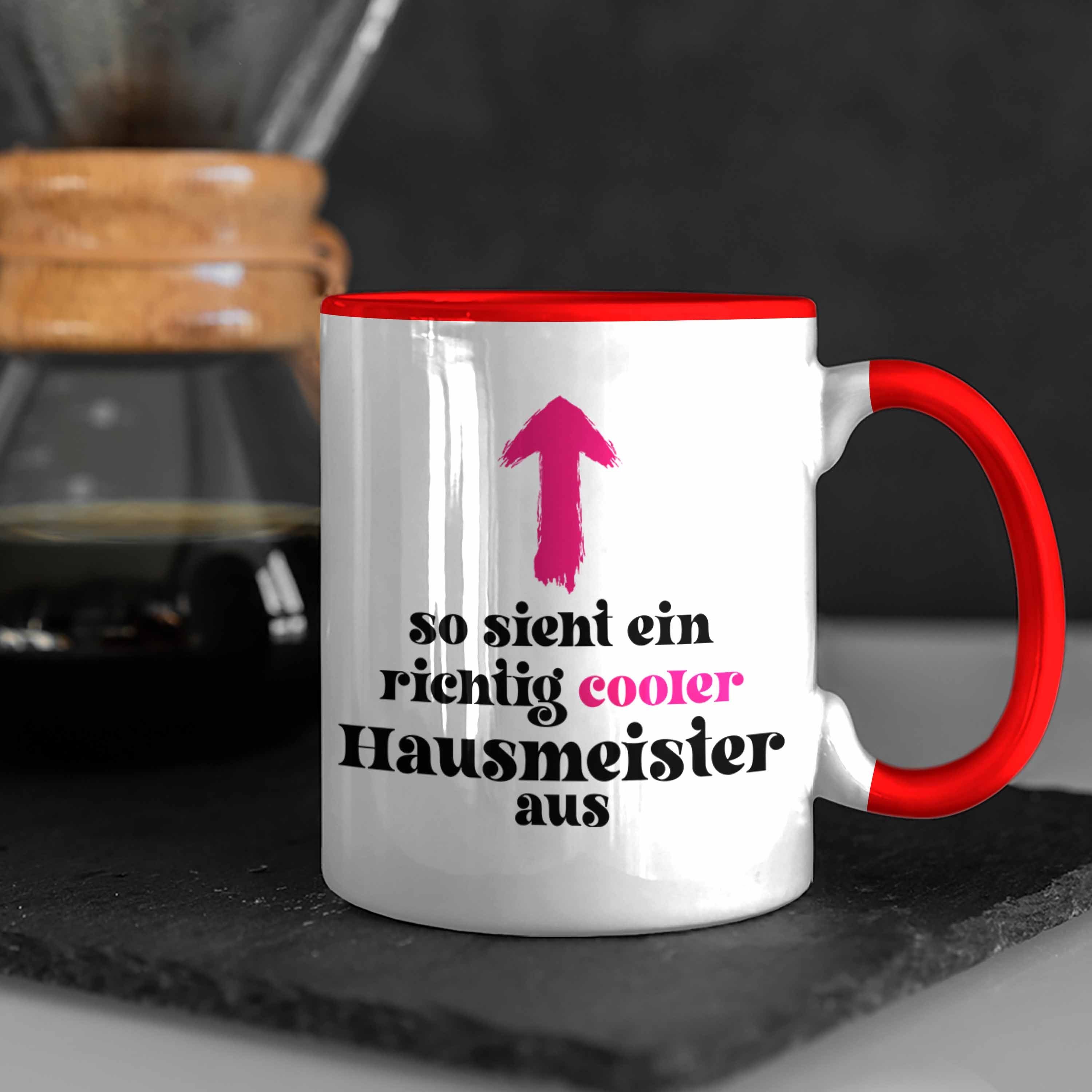 Trendation Tasse Trendation - Rot Haustechniker Hausmeister Tasse Geschenke Lustiges Lustig Spruch