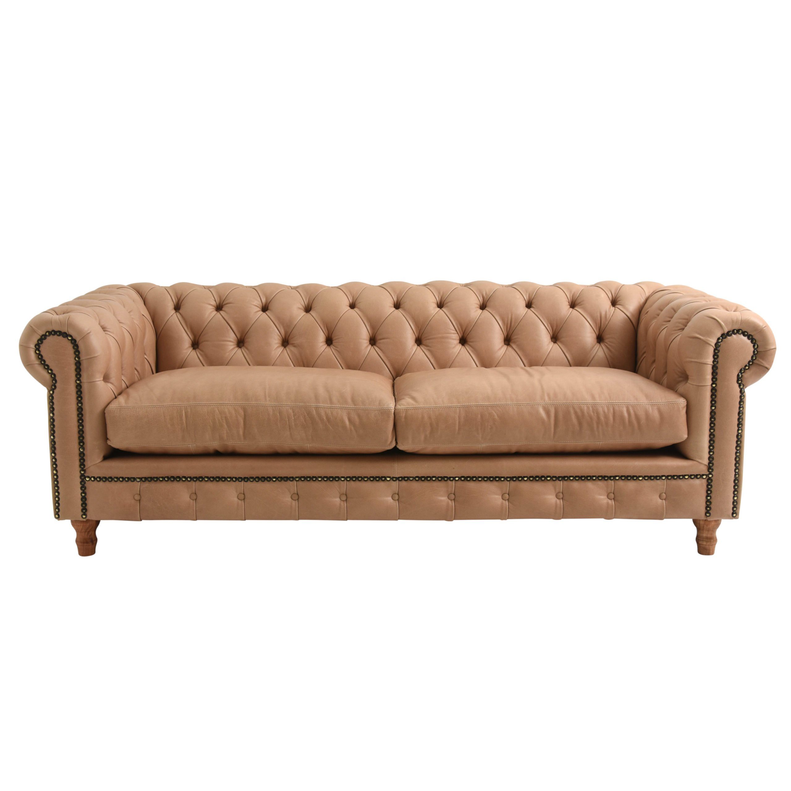 JVmoebel Sofa Design Leder Sofa Couch - Chesterfield Polster Dreisitzer, Made in Europe Beige
