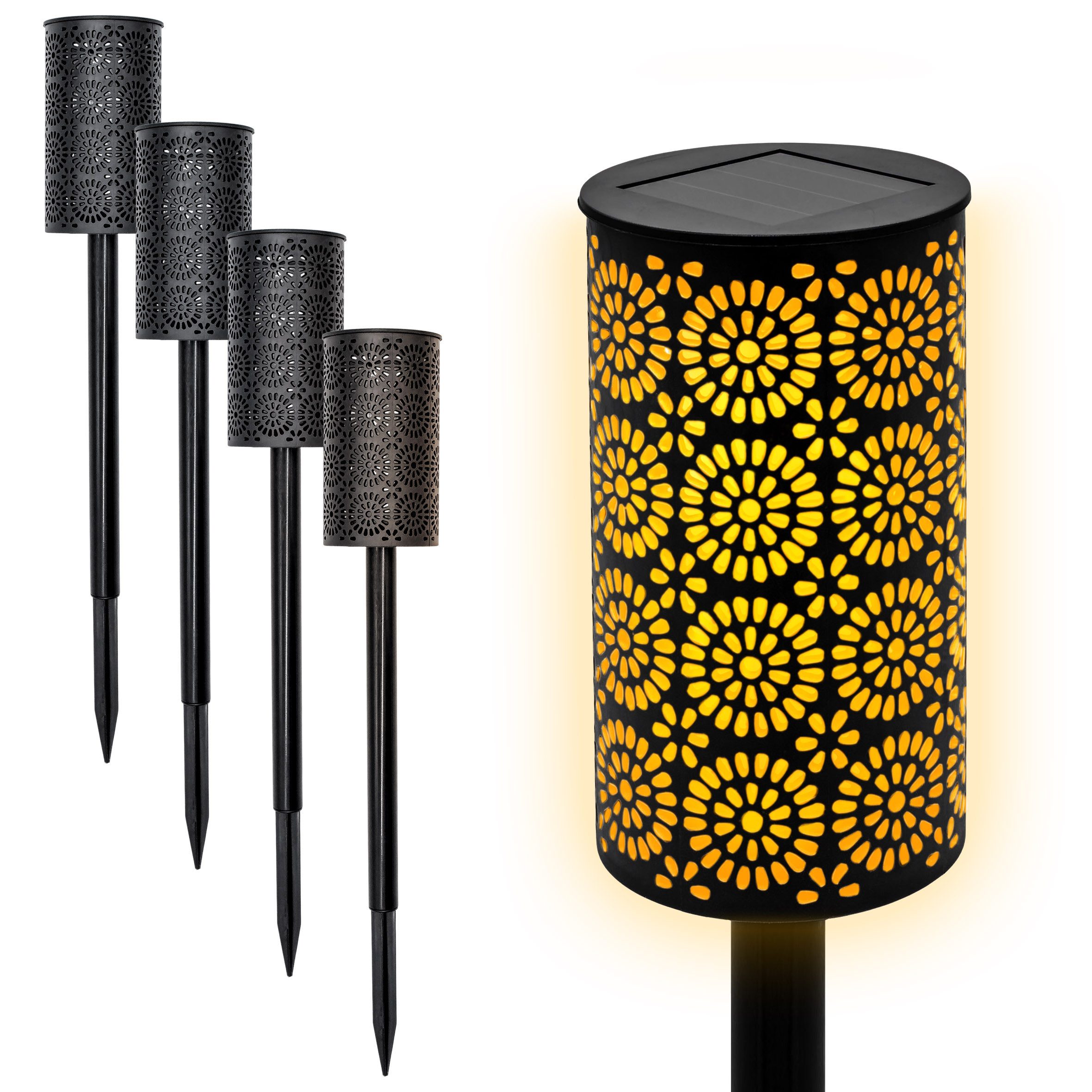 LED Gartenfackel mit Blumen Muster 49 x7 cm