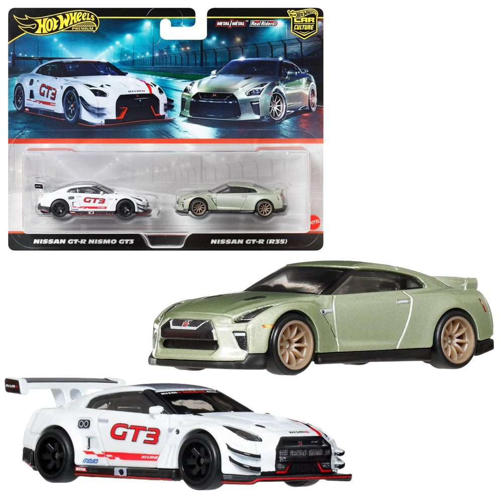 Hot Wheels Spielzeug-Rennwagen Nissan GT-R Nismo GT3 & Nissan GT-R Hot Wheels Premium Fahrzeuge