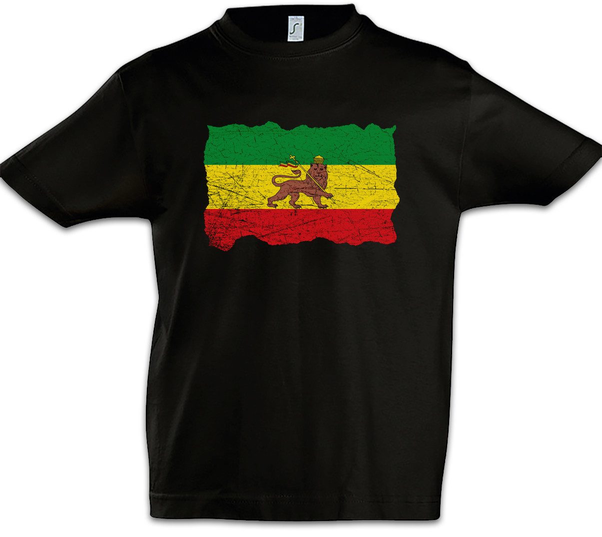 Urban Backwoods Print-Shirt Ethiopia Babylon Flag Kinder T-Shirt Zion Reggae Jah Babylon Musik (1-tlg) Irie Ska Jamaica Jamaika