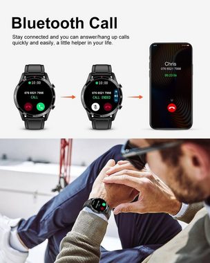 Lige Smartwatch für Herren Smartwatch (1,32 Zoll, Android iOS), Bluetooth Sprachanruf Pulsuhr IP67 Wasserdicht Fitness Tracker