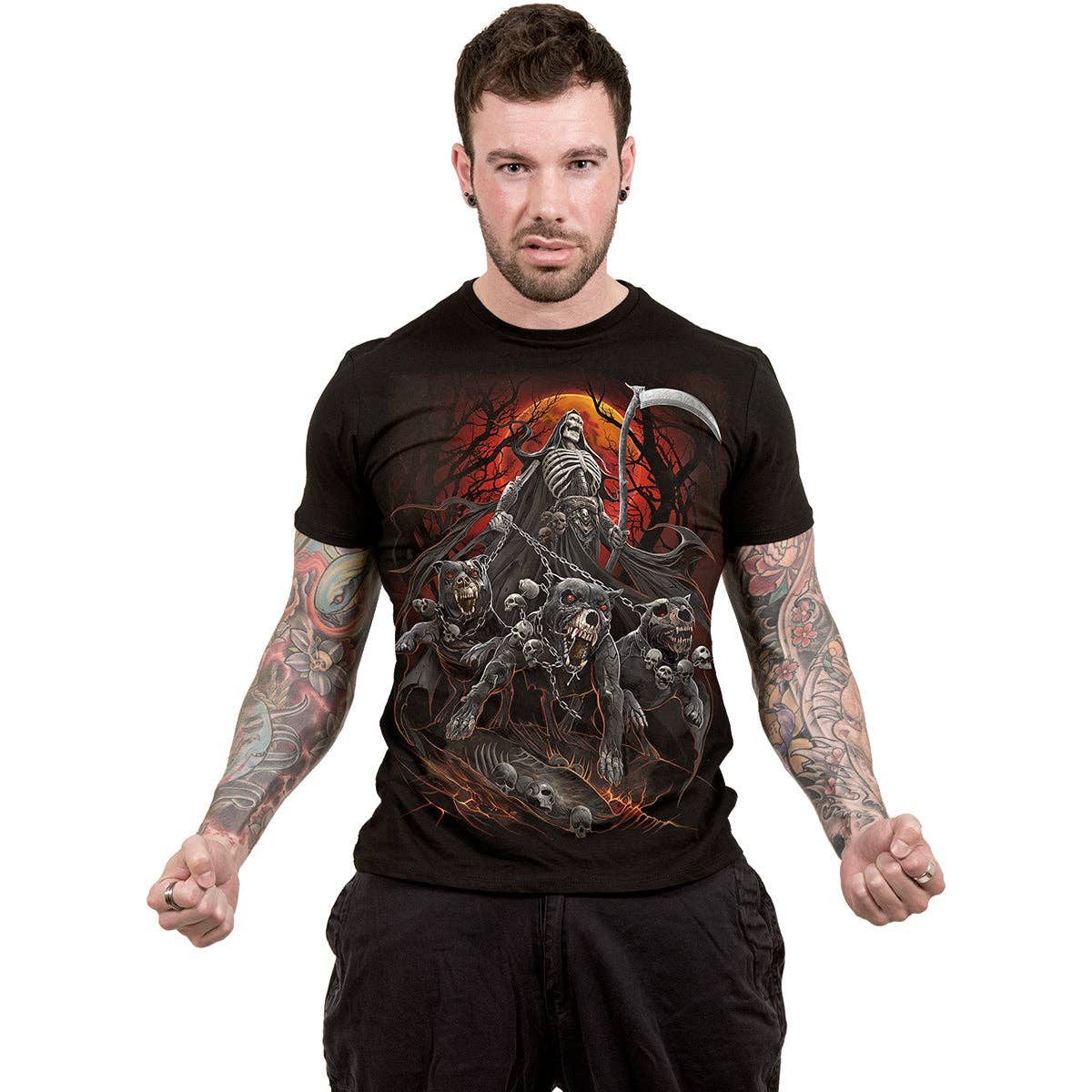 Spiral Print-Shirt HARBINGERS - T-Shirt Schwarz von Spiral Gothic Gothic Shirt Anime aus Baumwolle mit Print