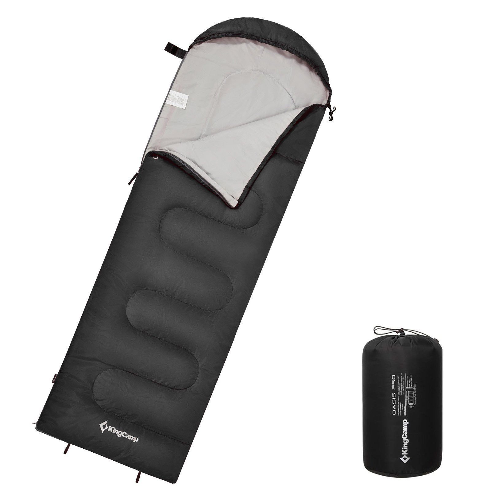 KingCamp Deckenschlafsack (2 tlg), 2-Wege-Reißverschluss, koppelbar, wasserabweisend