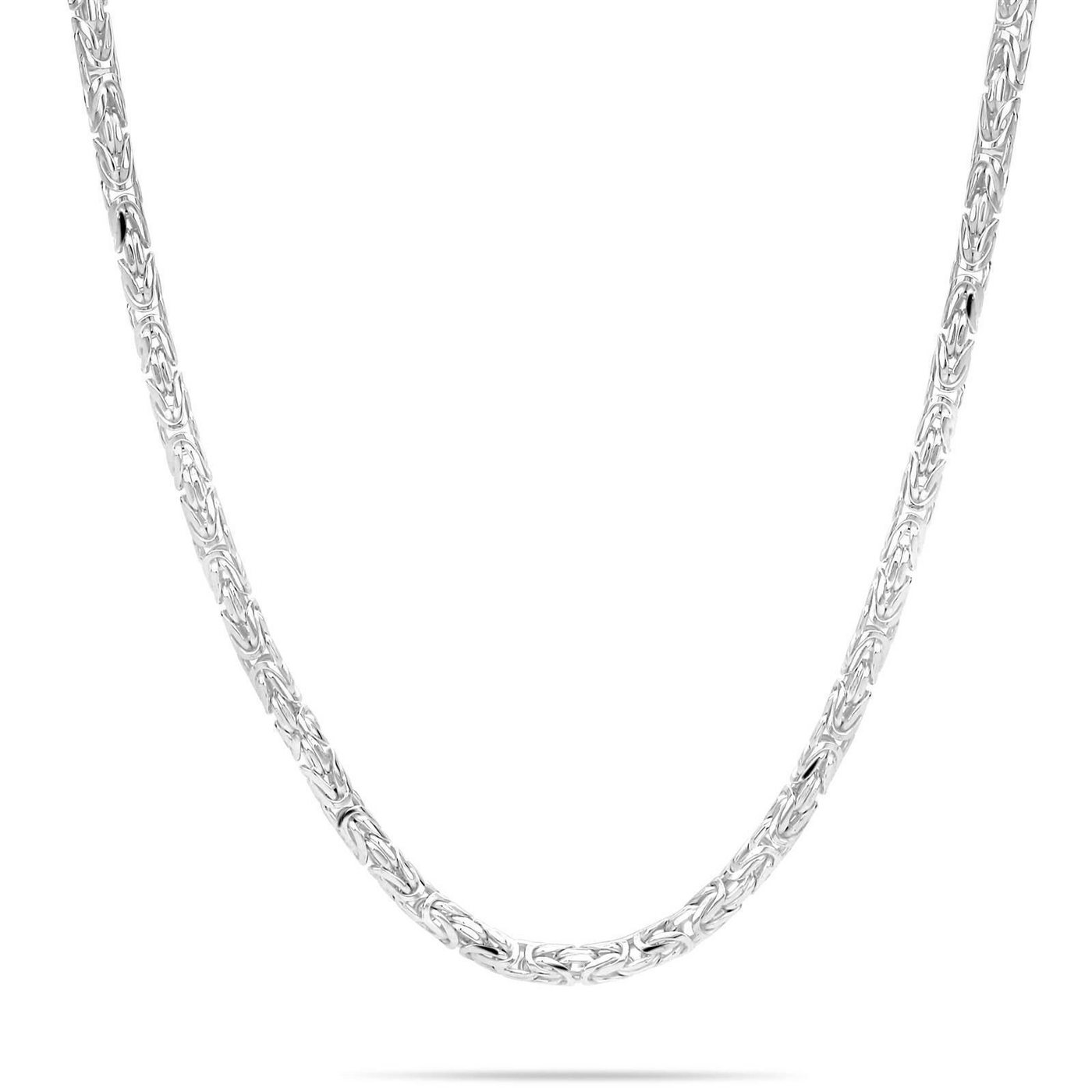 Tony Fein Silberkette Königskette Rund 4mm 925er Sterling Silber Massiv, Made in Italy