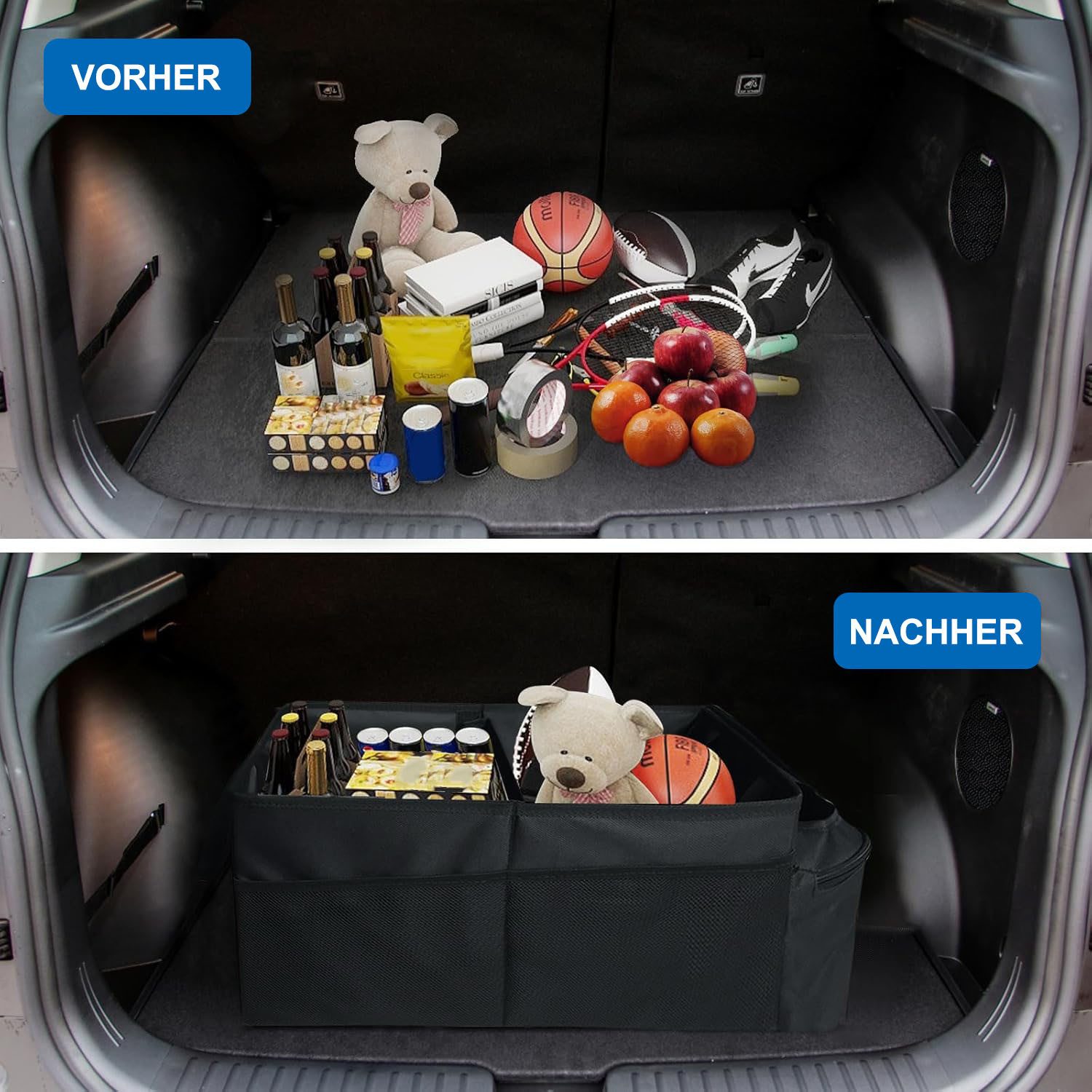 SURFOU Rücksitzorganizer Auto Organizer Rückbank Kinder Beifahrersitz für Beifahrersitz (Aufbewahrungsbox mit Becherhaltern und Netztaschen), für 4 Spielzeug Bü – Bild 5 von 5