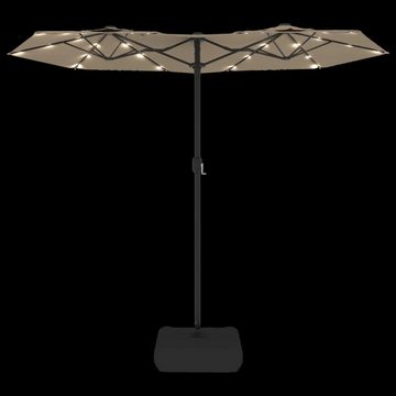 vidaXL Balkonsichtschutz Doppelsonnenschirm mit LEDs Taupe 316x240 cm