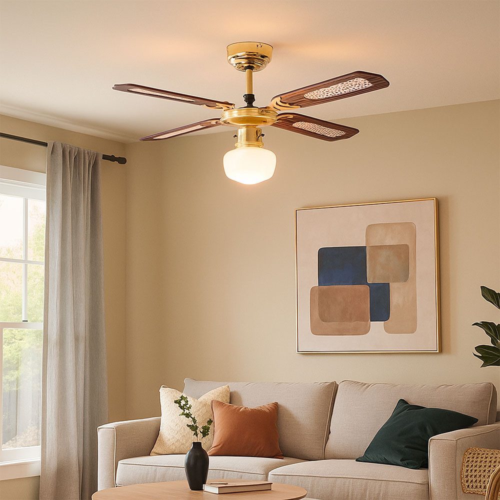 etc-shop Deckenventilator, Smart Home RGB LED Decken Ventilator Glas Opal Leuchte