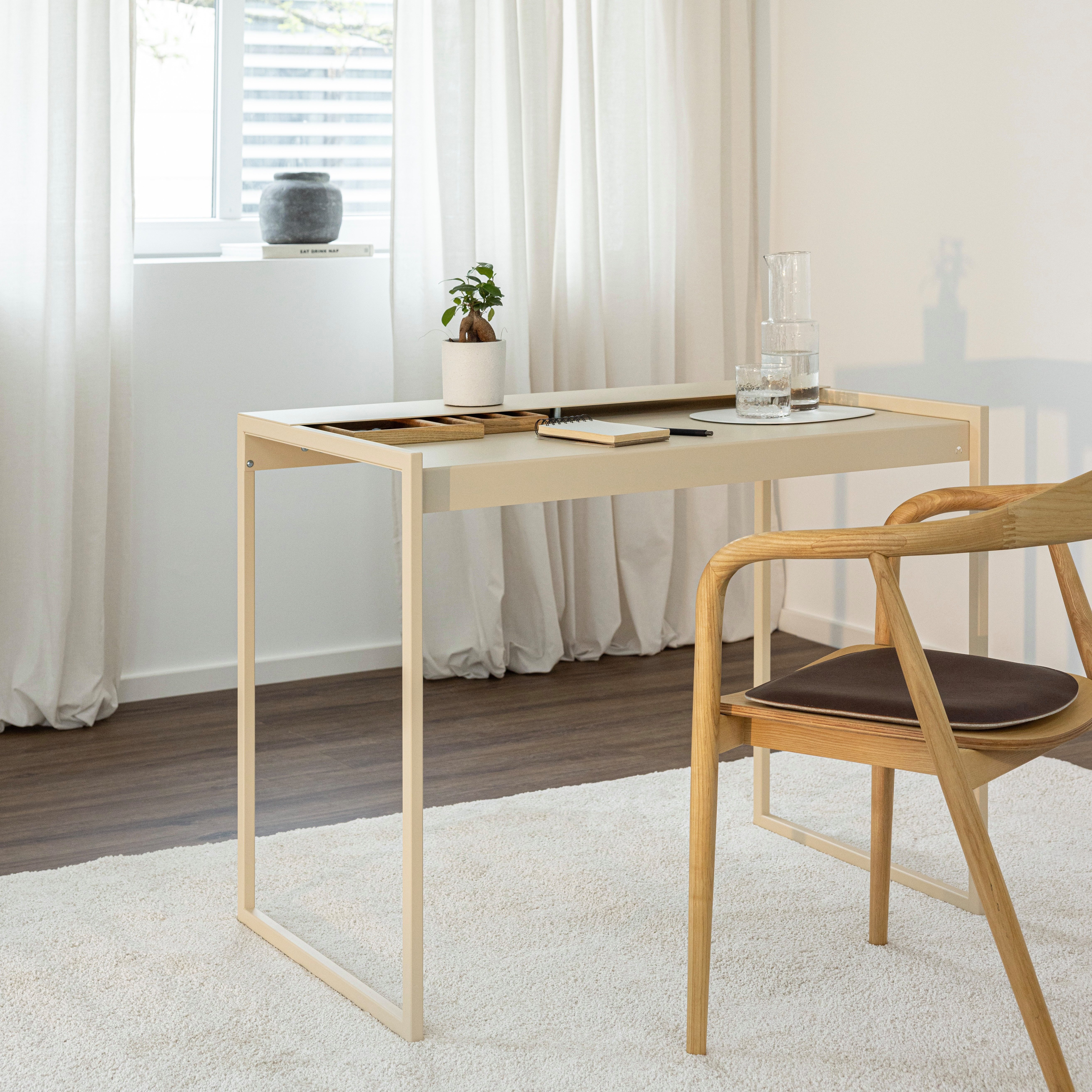 Metallbude Schreibtisch DONNA, mit abnehmbarer Ablage, Breite 100cm, Tiefe 60cm, Höhe 76cm