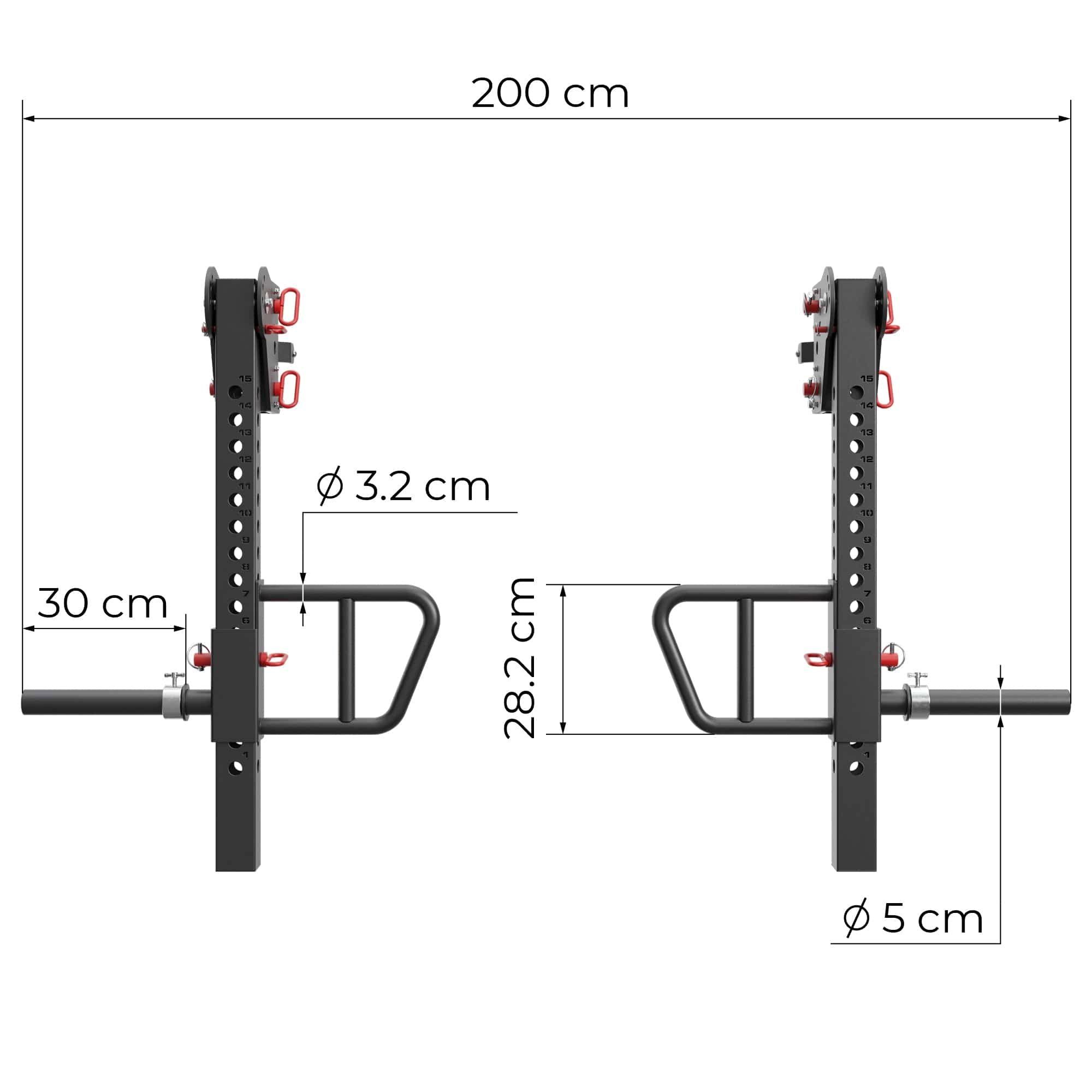 ATLETICA Power Rack R8-Jammer Arms, 75x75x3 54 Stahlprofil, mm kg, 110 cm