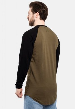 Blackskies T-Shirt Baseball Longshirt T-Shirt Olive-Schwarz X-Large