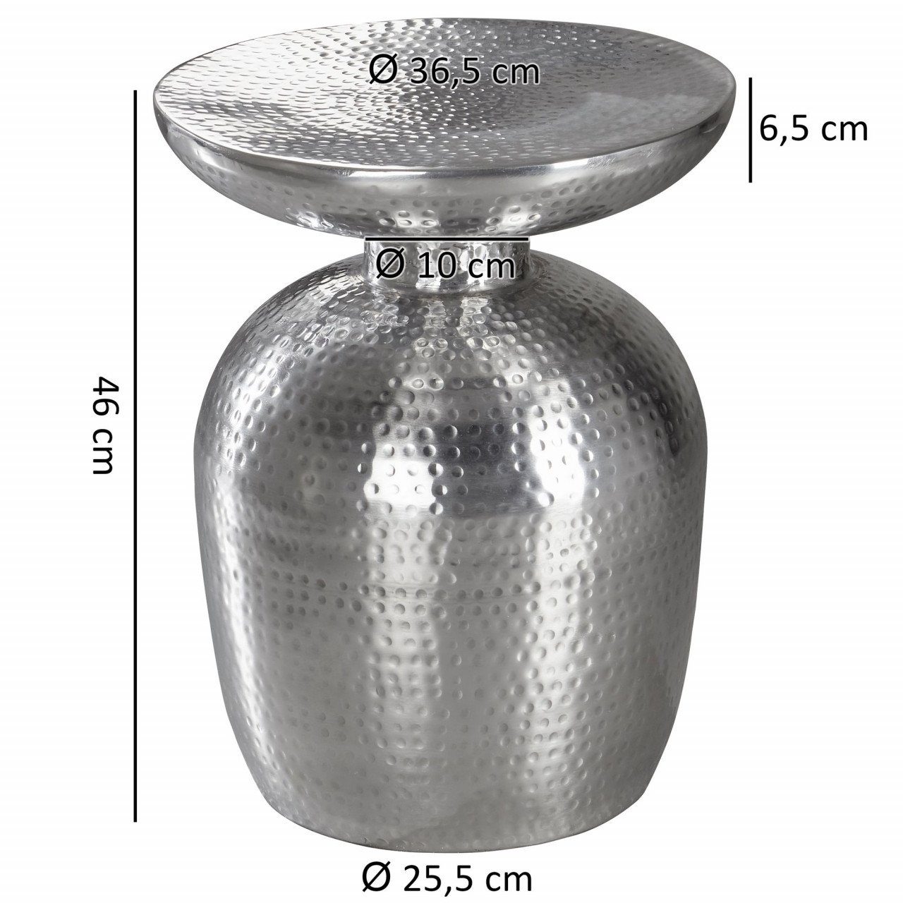 Silber furnicato Dekotisch Beistelltisch DELYLA Aluminium orientalisch rund