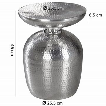 furnicato Beistelltisch DELYLA Aluminium Dekotisch Silber orientalisch rund