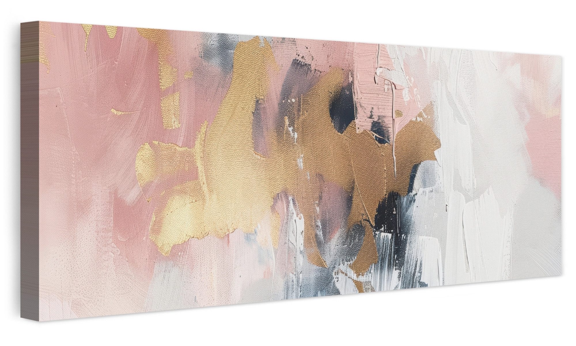 OneMillionCanvasses® Leinwandbild Panorama Abstrakt - Pastellfarben - Gold - Modern - Ästhetisch, Fotodruck (1 St), Wandbild, Deko …