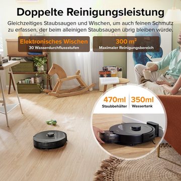 Roborock Saugroboter Q8 MAX, 59,00 W, mit DuoRoller-Bürste, 5500 Pa Saugkraft, No-Go-Zonen, Reinigung entlang der Bodenlinie, 3D-Zeichnung/mehrere Reinigungsstufen, Alexa & App Connect(Q7 max Aktualisierung)