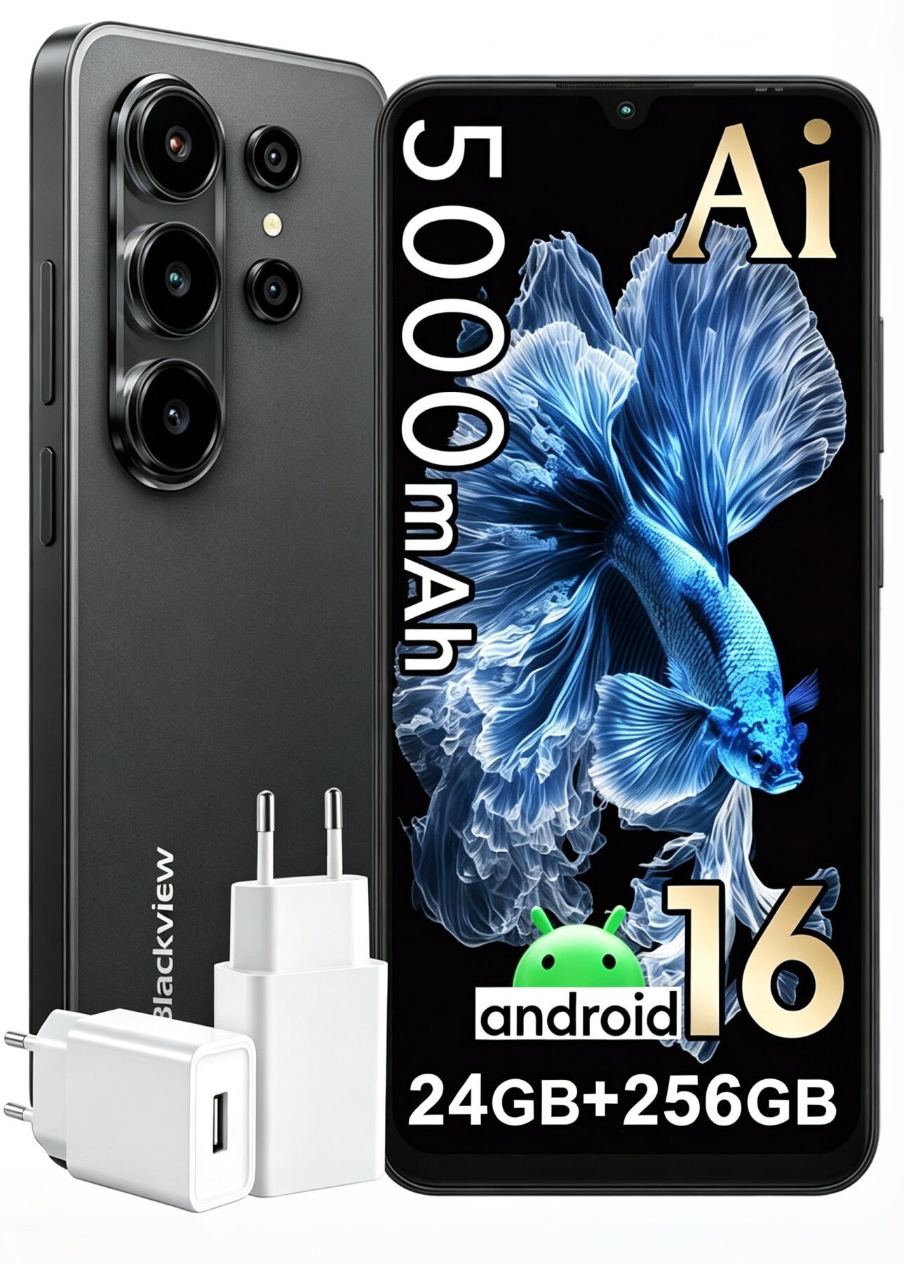 blackview WAVE 6,88 Zoll AI Handy incl. 18W Android 16 HD+ 120Hz Smartphone (17,48 cm/6.88 Zoll, 128 GB Speicherplatz, 4G Dual SIM Android 16 Outdoor Smartphone, Octa-Core, 5000mAh, 32+13MP)