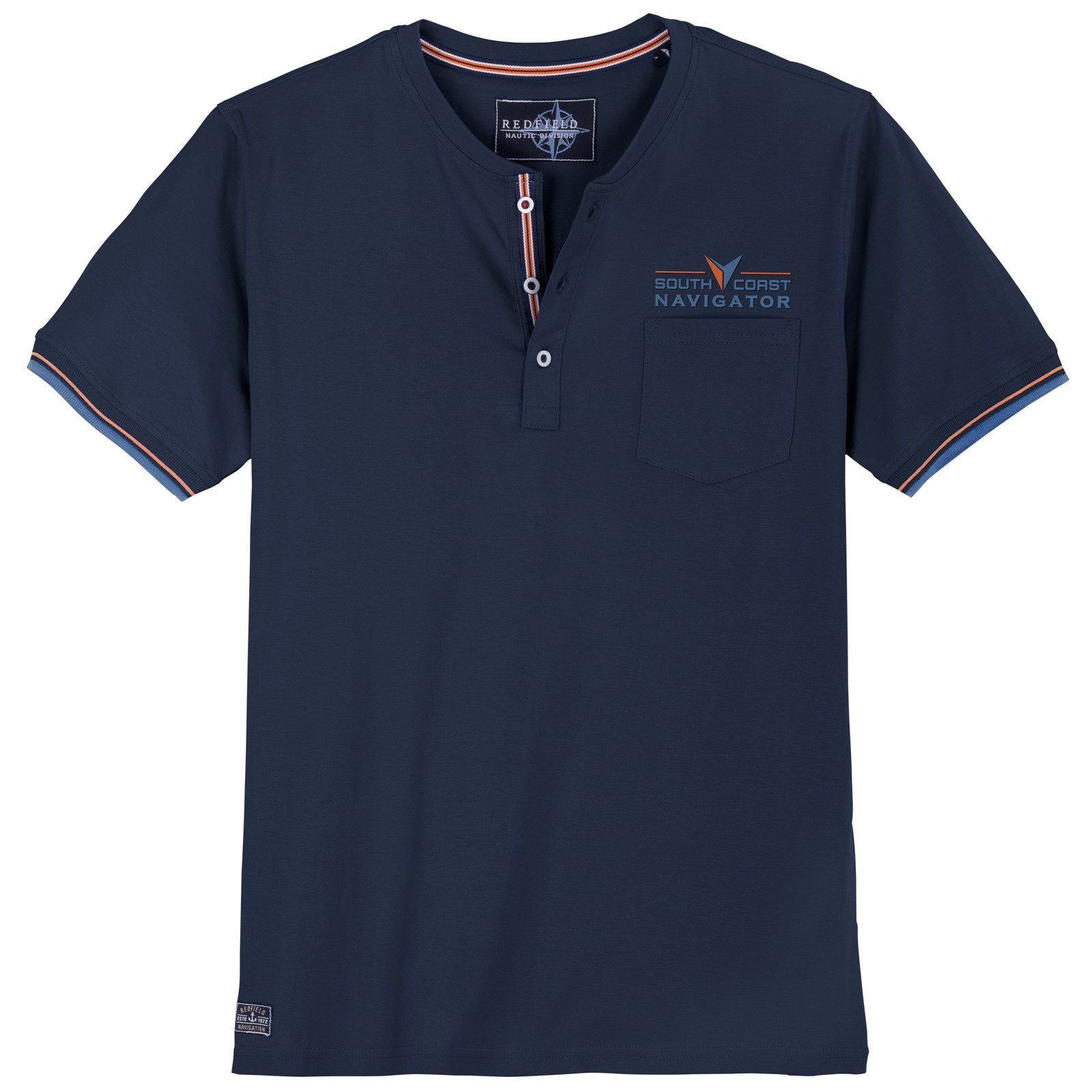 redfield Rundhalsshirt Redfield XXL Henley-T-Shirt dunkelblau Brusttasche günstig online kaufen