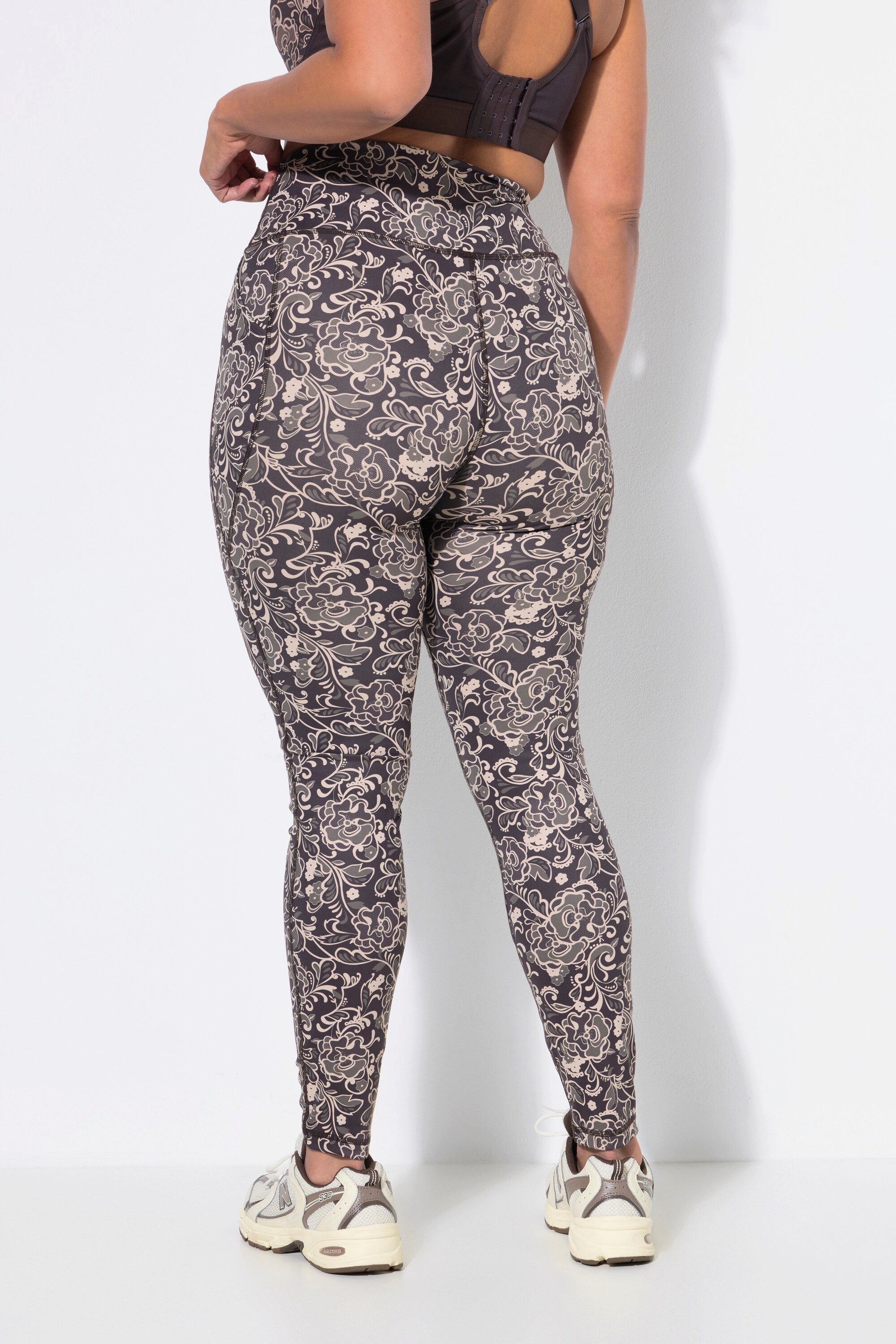 Ulla Popken Leggings Sport-Leggings Blütenmuster Slim Elastikbund – Bild 3 von 4
