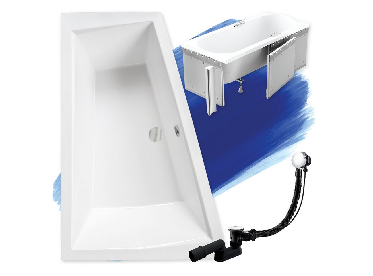 Thumbnail - KOLMAN Badewanne Eckbadewanne Intima 170x125, (Links/Rechts), Ablaufgarnitur & Füße GRATIS