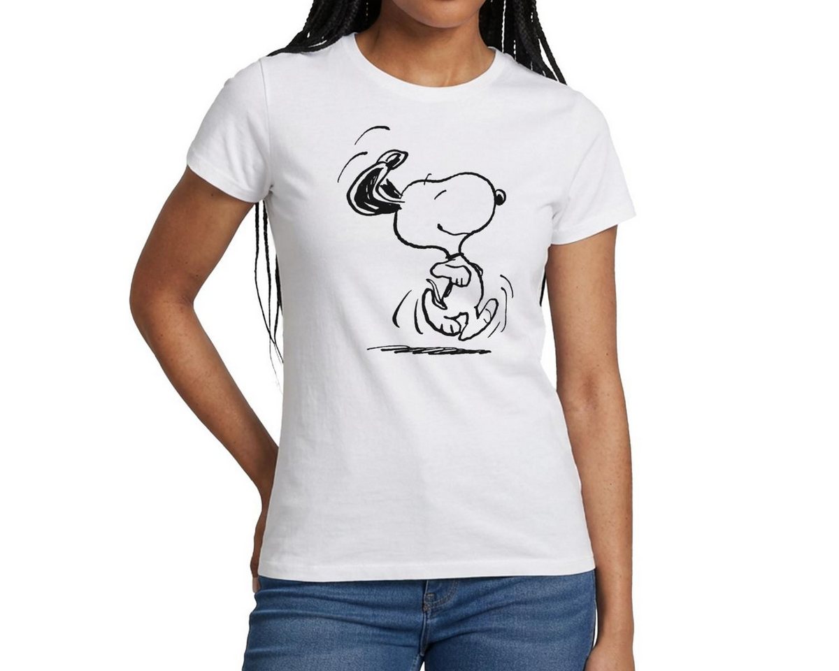Spreadshirt T-Shirt Peanuts Snoopy Happy Frauen T-Shirt (1-tlg) Slim Fit, fällt klein aus