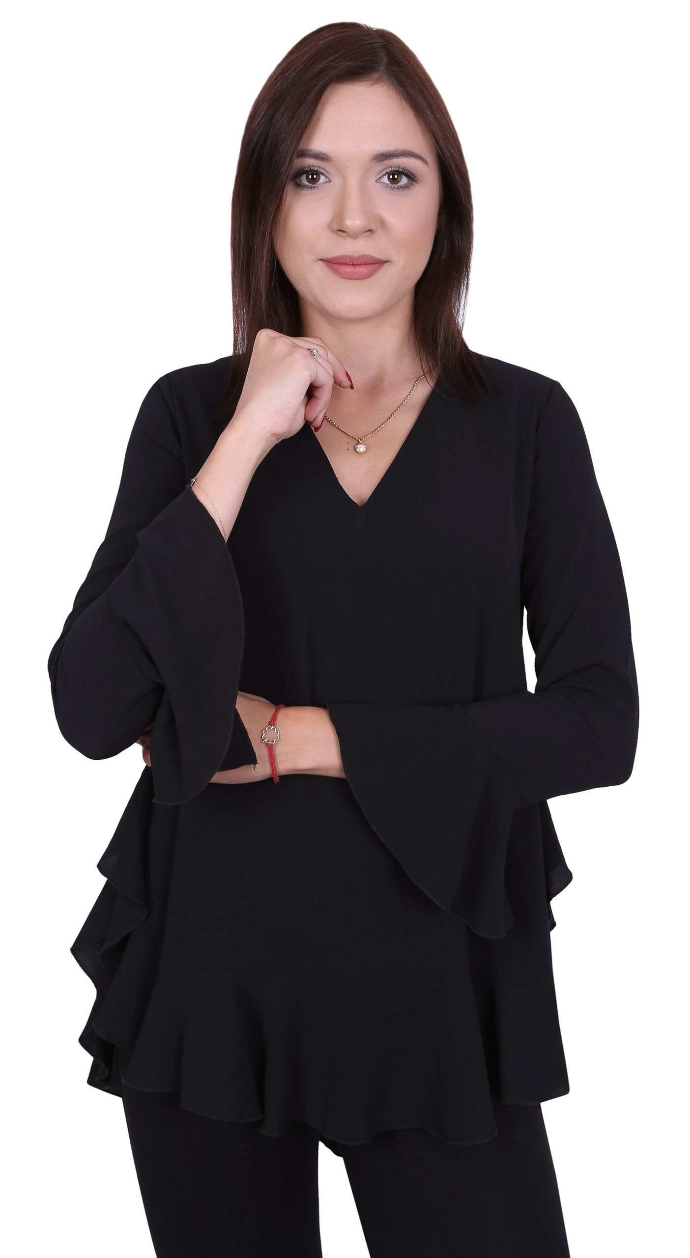 Sarcia.eu Rüschenbluse John Zack Schwarze Bluse mit Rüsche M