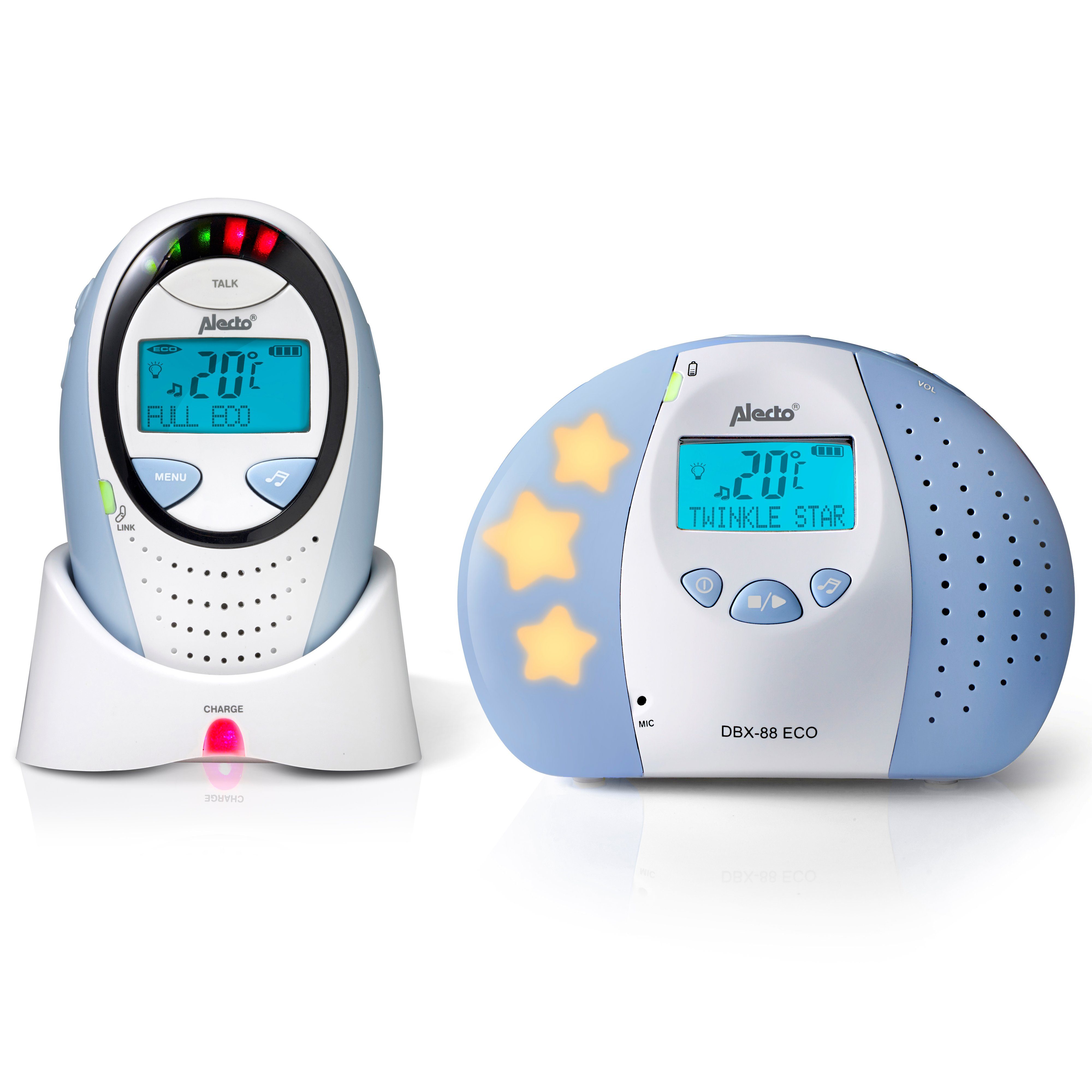 Alecto Babyphone DBX-88 ECO, 1-tlg., Störungsfreier Klang & ECO, Nachtlicht & Schlaflieder integriert
