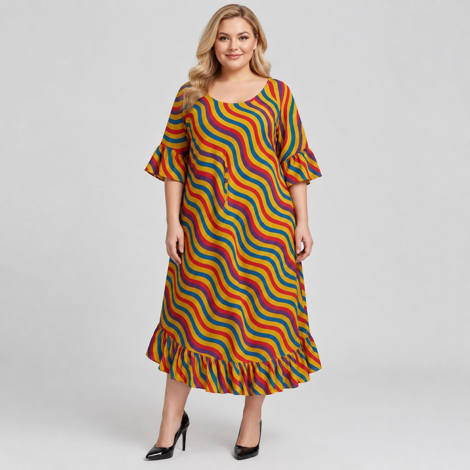 PfauGermany Kaftan Frill Spiral Print Muslin Cotton Kaftan