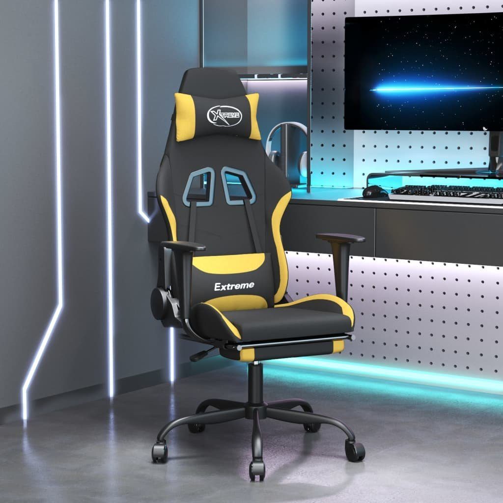 furnicato Gaming-Stuhl mit Fußstütze Schwarz und Gelb Stoff (1 St)